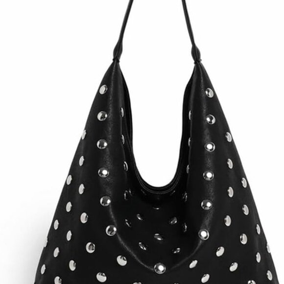 Studded Hobo Bags for Women Soft Vegan Leather Studded Shoulder Handbag Slouchy - Picture 1 of 6